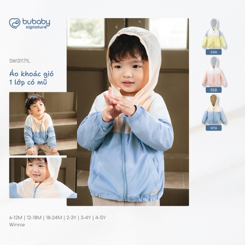Áo khoác gió 1 lớp có mũ Bubaby SWI31171L