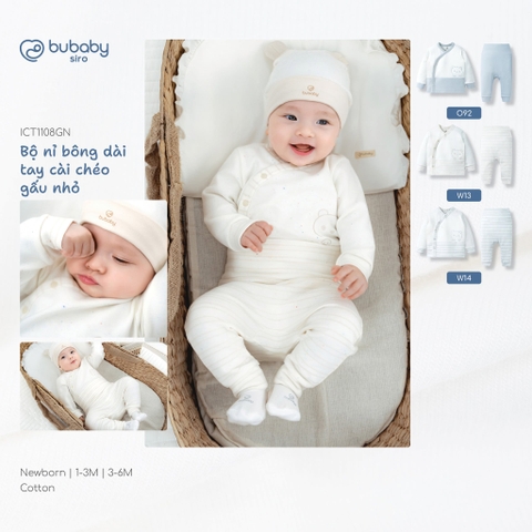 Bộ nỉ bông dài tay cài chéo Gấu nhỏ