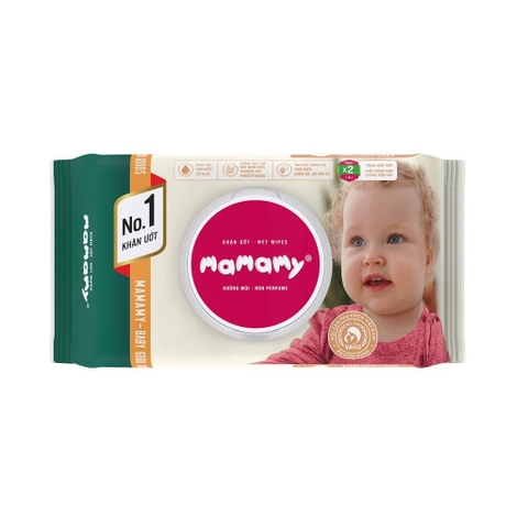 Khăn ướt có nắp Mamamy không mùi 80 tờ