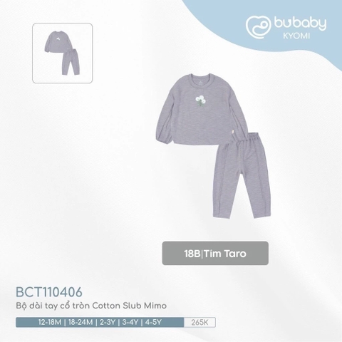 Bộ Dài Tay Cổ Tròn Cotton Slub Mimo Bubaby BCT110406