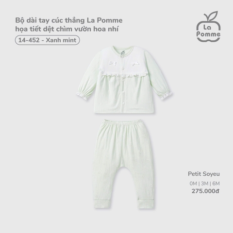 Bộ dài tay cúc thẳng La Pomme họa tiết dệt chìm vườn hoa nhí