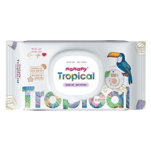 Khăn ướt nhiệt đới cao cấp Tropical Mamamy không mùi 90 tờ