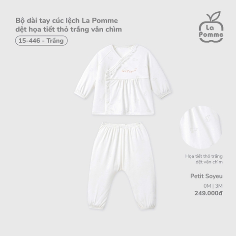 Bộ dài tay cúc lệch La Pomme dệt họa tiết thỏ trắng vân chìm