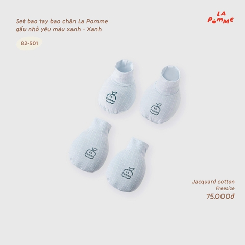 Set bao tay bao chân La Pomme gấu nhỏ yêu màu xanh 82501