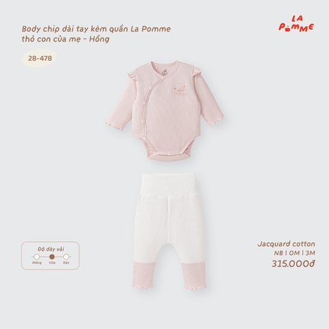 Body chip dài tay kèm quần La Pomme thỏ con của mẹ