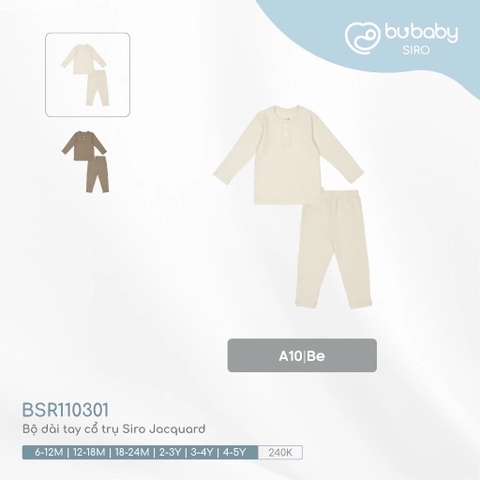 Bộ Dài Tay Cổ Trụ Siro Jacquard Bubaby BSR110301