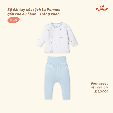 Bộ dài tay cúc lệch La Pomme gấu con du hành