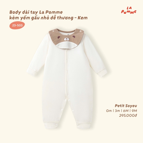 Body dài tay La Pomme kèm yếm gấu nhỏ dễ thương