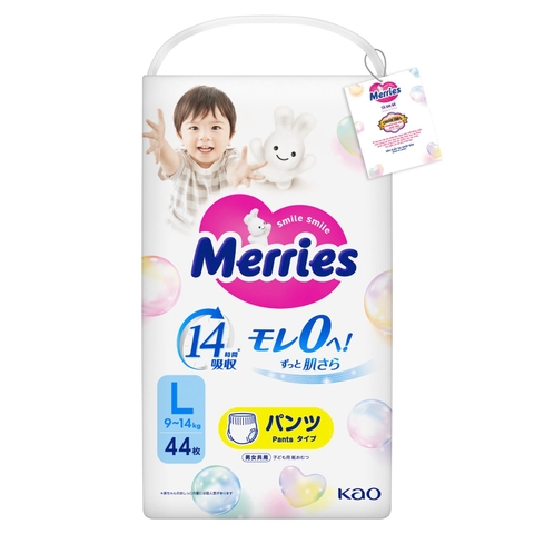 Bỉm - Tã quần Merries size L 44 miếng (cho bé 9~14kg)
