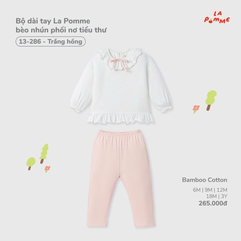 Bộ dài tay La Pomme bèo nhún phối nơ tiểu thư 13286