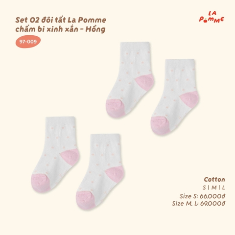 Set 02 đôi tất La Pomme chấm bi xinh xắn