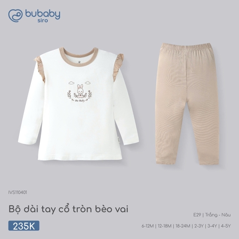 Bộ dài tay cổ tròn bèo vai Bubaby IVS110401