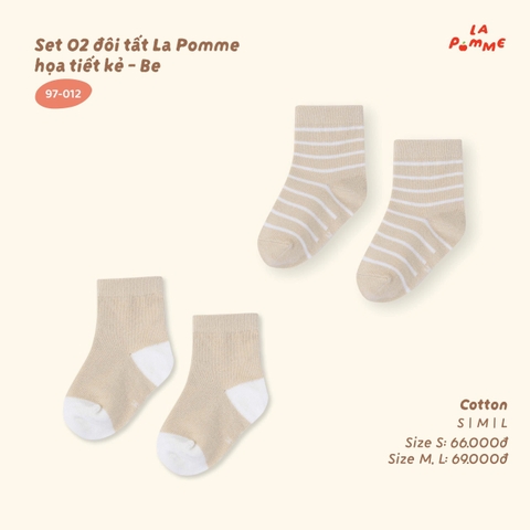 Set 02 đôi tất La Pomme họa tiết kẻ