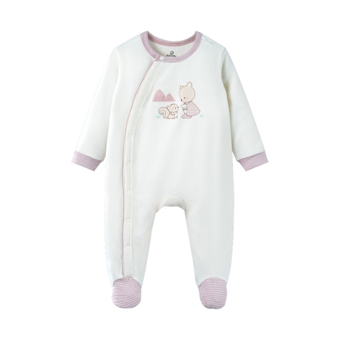 Body nỉ dài tay cài chéo liền tất