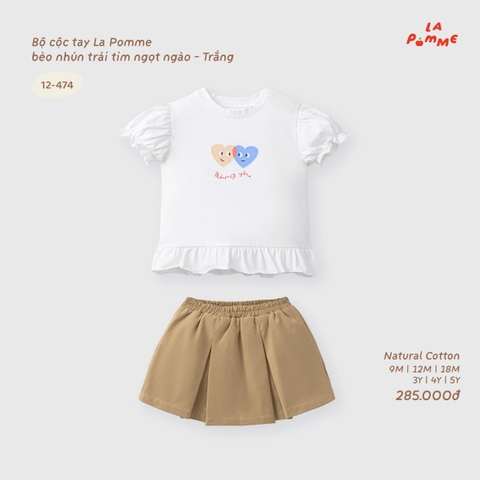 Bộ cộc tay La Pomme bèo nhún trái tim ngọt ngào 12474