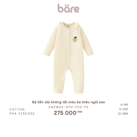 Bộ liền dài không tất màu be thêu ngôi sao