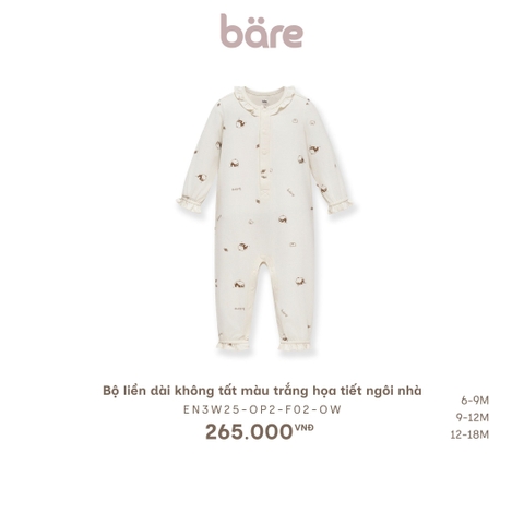Bộ liền dài không tất màu trắng họa tiết ngôi nhà