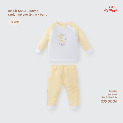 Bộ dài tay La Pomme raglan bé con tò mò