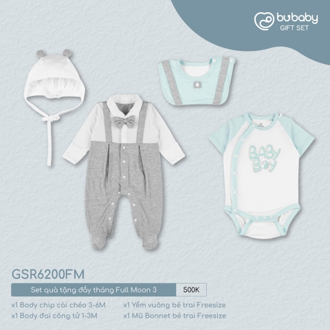 Gift Set Body Đai Công Tử + Body Chip + Yếm, Mũ Full Moon Bubaby GSR6200FM
