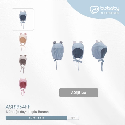 Mũ Buộc Dây Tai Gấu Bonnet Bubaby ASR1964FF