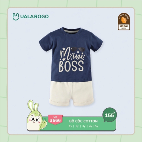 Bộ cộc tay cổ tròn Modal Uala hoạ tiết chữ Boss UR3666