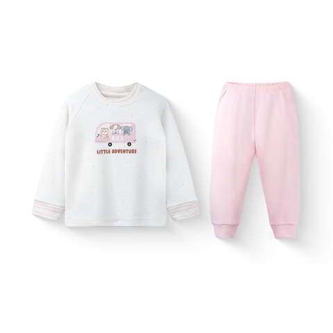 Bộ dài tay raglan cổ tròn nỉ bông Little Adventure ICT110400