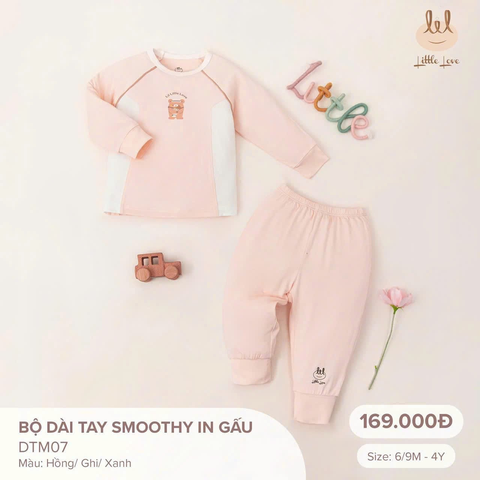 Bộ dài tay smoothy in gấu nâu DTM07