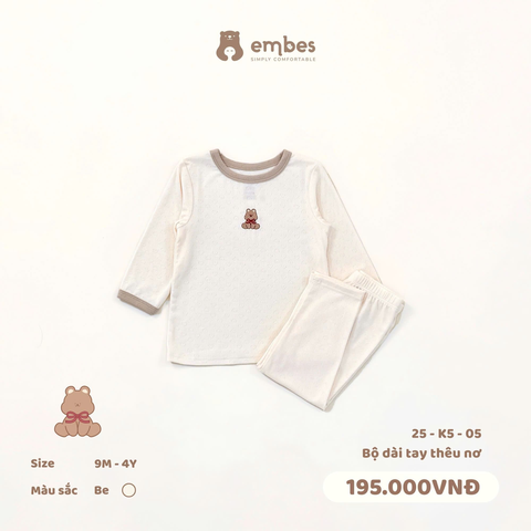 Bộ dài tay thêu nơ 25-K5-05