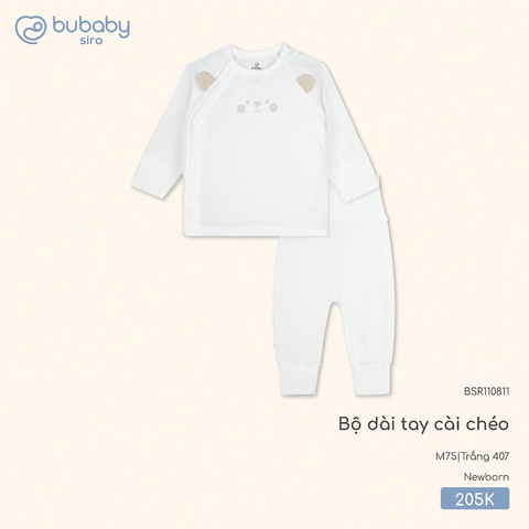 Bộ dài tay cài chéo tai gấu Bubaby BSR110811