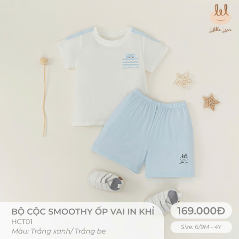 Bộ cộc Smoothy ốp vai in khỉ HCT01