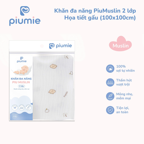 Khăn đa năng PiuMuslin 2 lớp 100x100