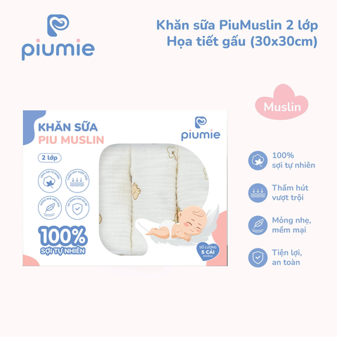 Khăn sữa muslin 2 lớp PiuMuslin 30x30
