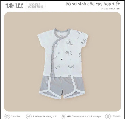 Bộ sơ sinh cộc tay họa tiết - 804736