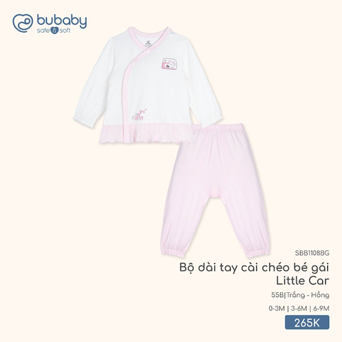 Bộ dài tay cài chéo bé gái Little Car SBB1108BG