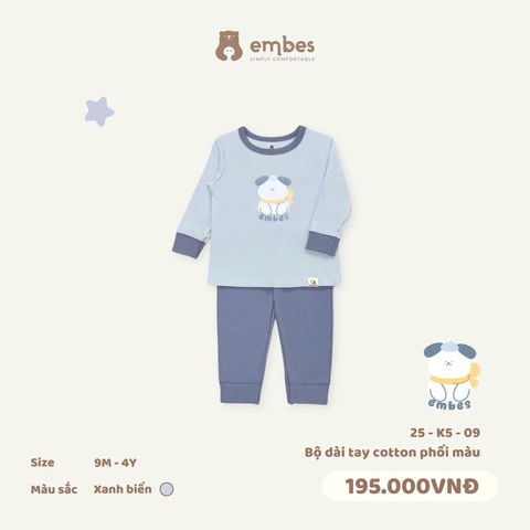 Bộ Dài Tay Cotton Phối Màu 25-K5-09