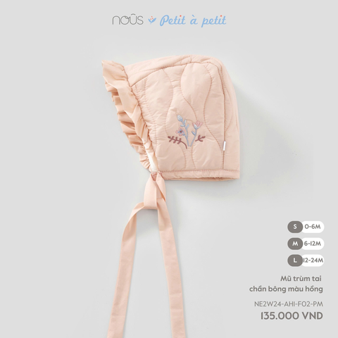 Mũ trùm tai chần bông màu hồng