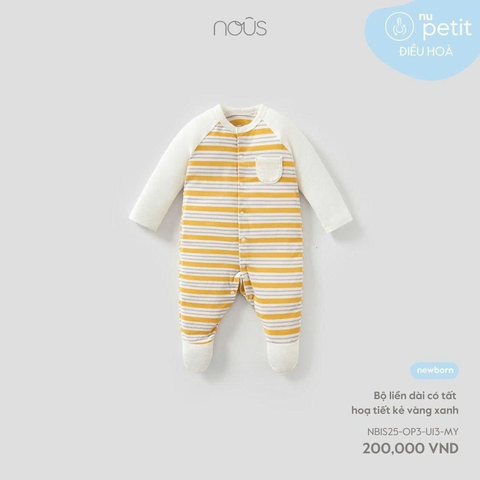 Bộ liền dài có tất hoạ tiết kẻ vàng xanh