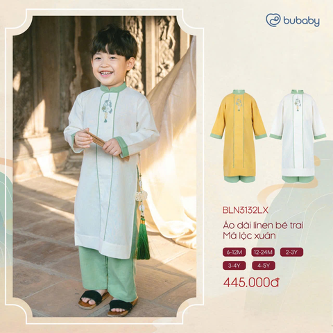 Áo dài linen bé trai Mã lộc xuân BLN3132LX