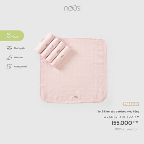 Set 5 khăn sữa bamboo màu hồng