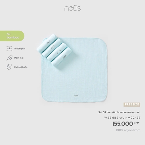 Set 5 khăn sữa bamboo màu xanh