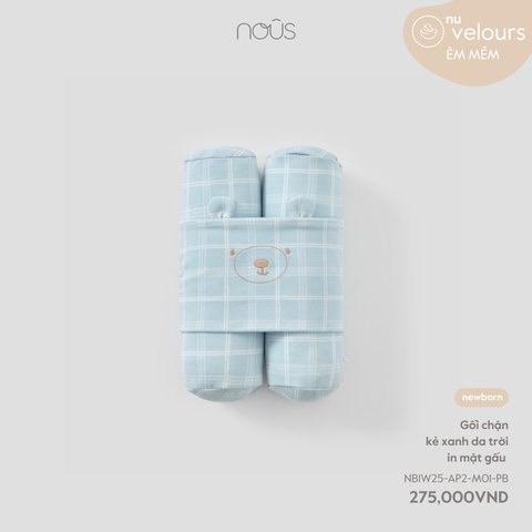 Gối chặn kẻ xanh da trời in mặt gấu