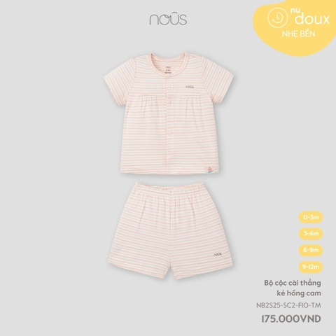 Bộ cộc cài thẳng kẻ hồng cam