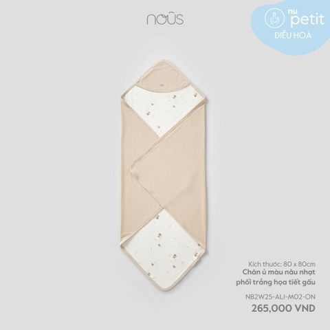 Chăn ủ màu nâu nhạt phối trắng họa tiết