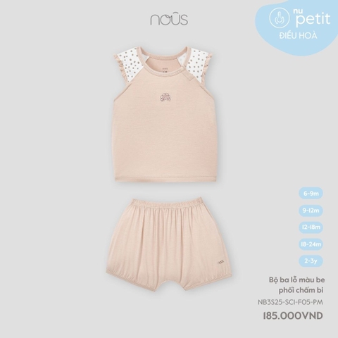Bộ Ba Lỗ Màu Be Phối Chấm Bi NU2622