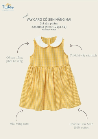 Váy caro cổ sen Nắng Mai