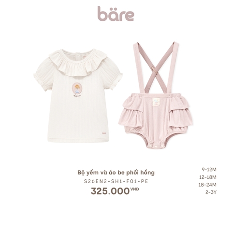 Bộ yếm và áo be phối hồng