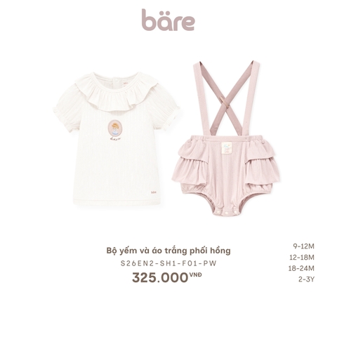 Bộ yếm và áo trắng phối hồng