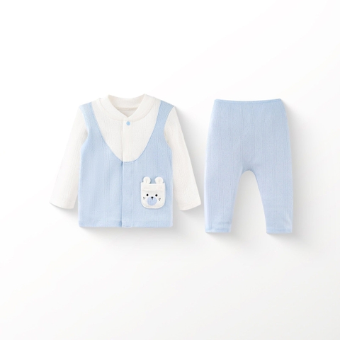 Bộ dài tay cài thẳng Giả vest Jacquard Bubaby SCT1102VE