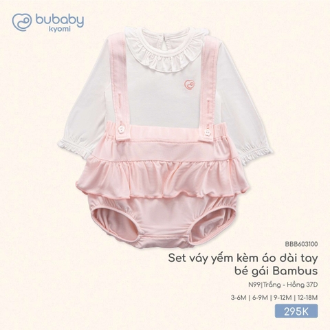 Set váy yếm kèm áo dài tay bé gái Bambus BBB603100
