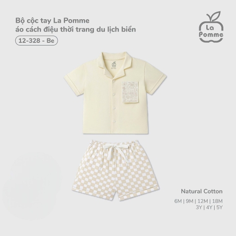Bộ cộc tay La Pomme áo cách điệu thời trang du lịch biển